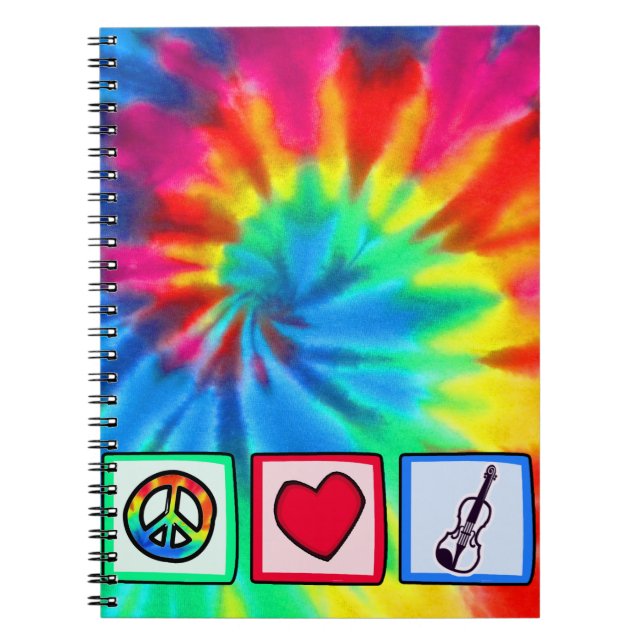 Peace, Love, Violins Spiral Notebook (Front)