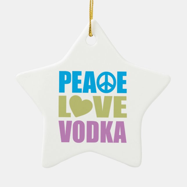 Peace Love Vodka Ceramic Tree Decoration (Front)
