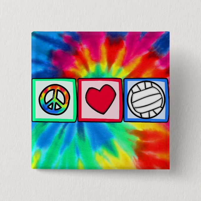 Peace, Love, Volleyball 15 Cm Square Badge (Front)