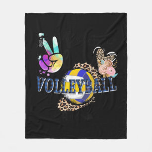 Peace Love Volleyball Auntie Life Mum Grandma Leop Fleece Blanket