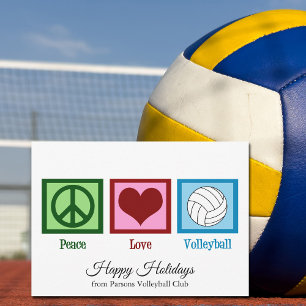Peace Love Volleyball Customisable Holiday Card