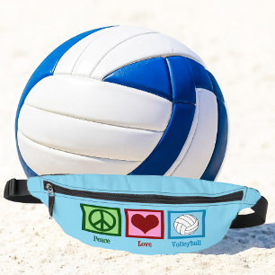 Peace Love Volleyball Cute Blue Bum Bags