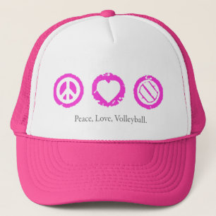 Peace, Love, Volleyball Final Pink Trucker Hat