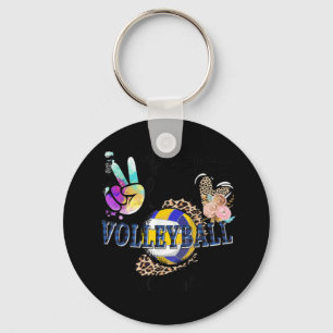 Peace Love Volleyball Gaga Life Mum Grandma Leopar Key Ring