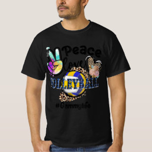 Peace Love Volleyball Gammy Life Mom Grandma Leopa T-Shirt