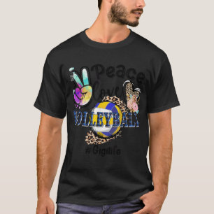 Peace Love Volleyball Gigi Life Mom Grandma Leopar T-Shirt