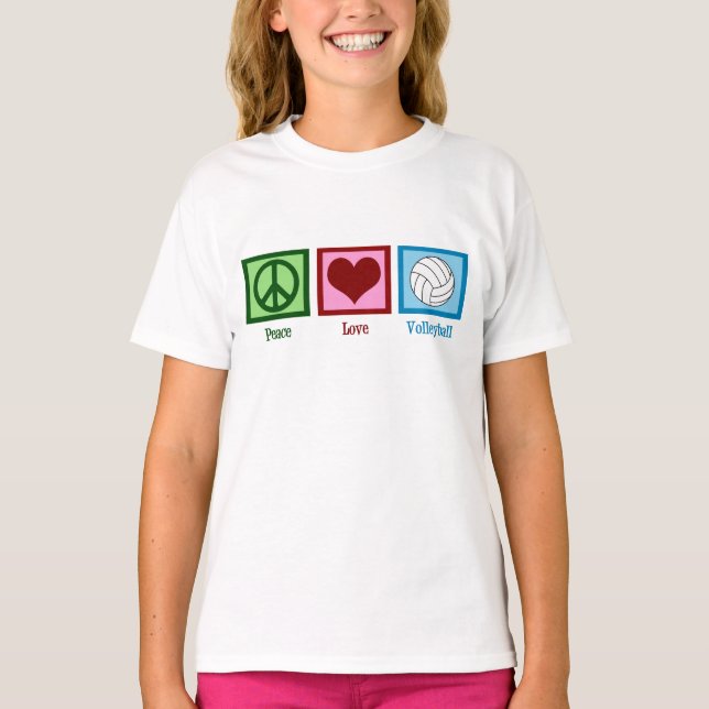 Peace Love Volleyball Girls T-Shirt (Front)