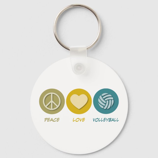 Peace Love Volleyball Key Ring (Front)