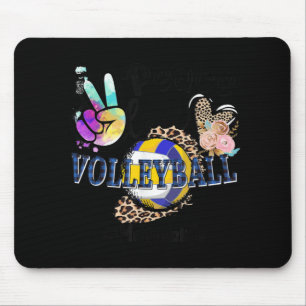 Peace Love Volleyball Mother Life Mum Grandma Leop Mouse Pad