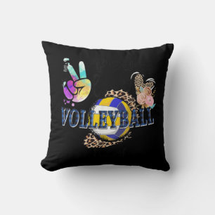 Peace Love Volleyball Mum Life Mum Grandma Leopard Cushion