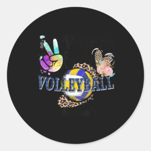 Peace Love Volleyball Nonni Life Mum Grandma Leopa Classic Round Sticker