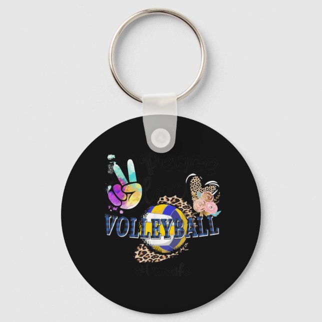 Peace Love Volleyball Oma Life Mum Grandma Leopard Key Ring (Front)