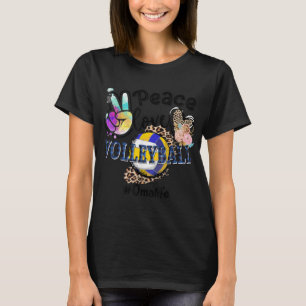 Peace Love Volleyball Oma Life Mum Grandma Leopard T-Shirt