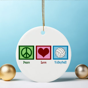 Peace Love Volleyball Player Cute Christmas Ceramic Tree Decoration
