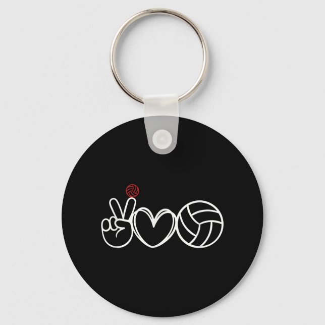 Peace Love Volleyball Player Graphic  Key Ring (Front)