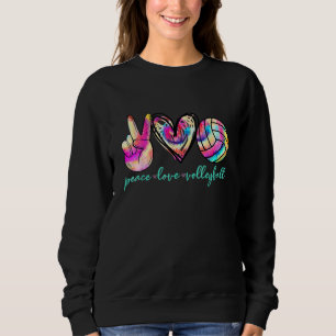 Peace Love Volleyball Player Tie Dye Style Women T Sweatshirt