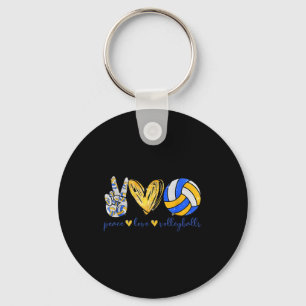 Peace Love Volleyball Retro Art Volleyball Player  Key Ring