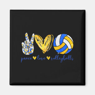 Peace Love Volleyball Retro Art Volleyball Player  Magnet