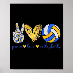 Peace Love Volleyball Retro Art Volleyball Player  Poster