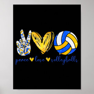 Peace Love Volleyball Retro Art Volleyball Player  Poster