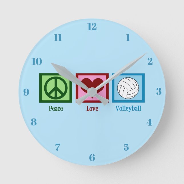 Peace Love Volleyball Round Clock (Front)
