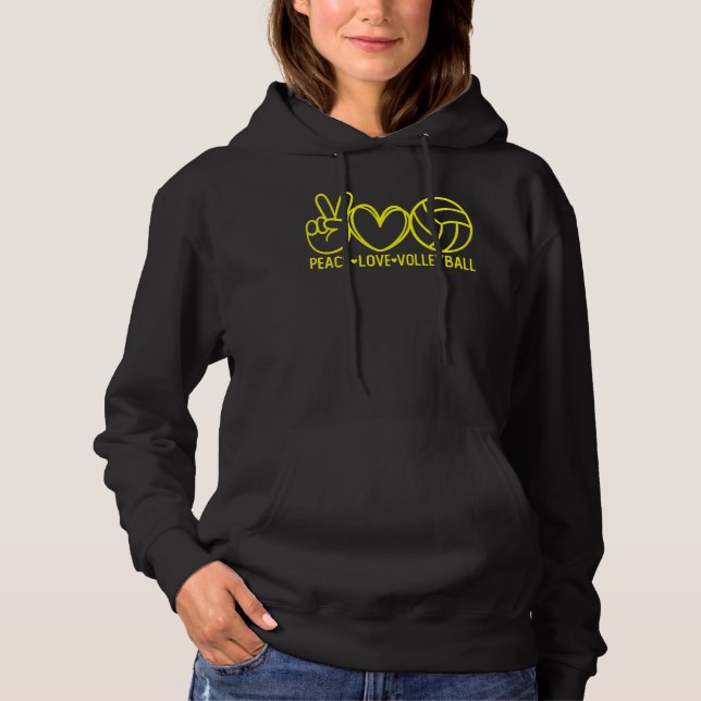 Peace Love Volleyball Sports Mum Game Day Team Coa Hoodie (Front)