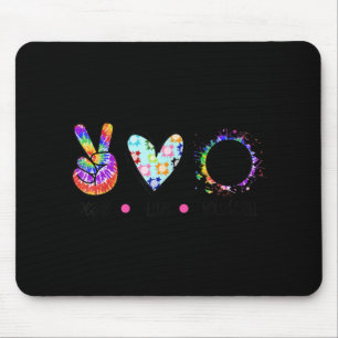 Peace Love Volleyball Tie Dye Rainbow Trippy Hippi Mouse Pad