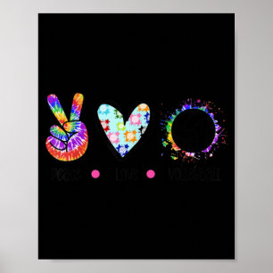 Peace Love Volleyball Tie Dye Rainbow Trippy Hippi Poster