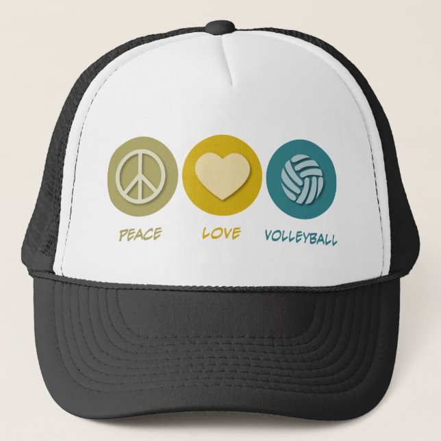 Peace Love Volleyball Trucker Hat (Front)