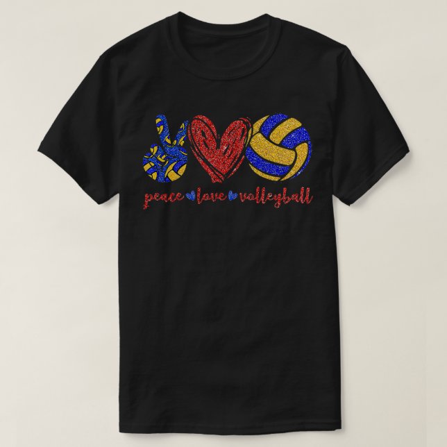 Peace Love Volleyball Volleyball Volleyball Coach  T-Shirt (Design Front)