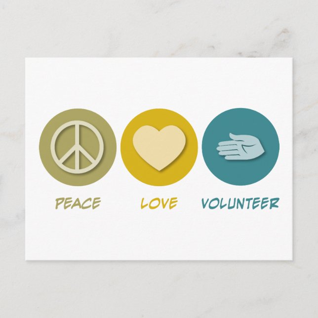 Peace Love Volunteer Postcard (Front)