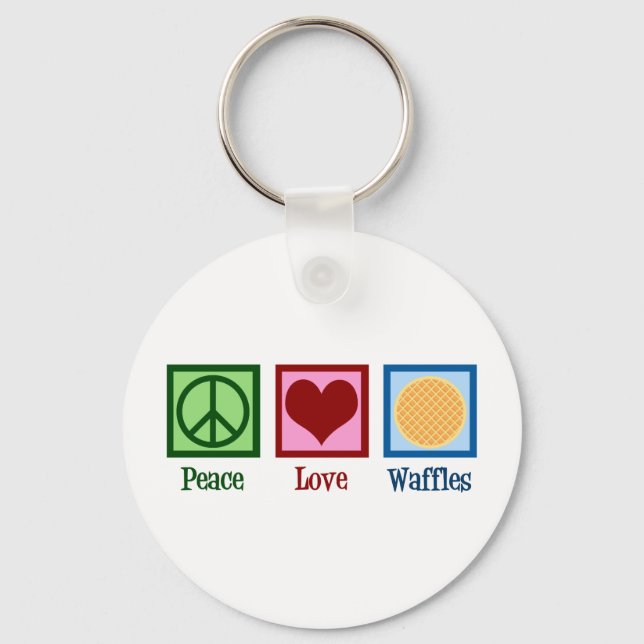 Peace Love Waffles Key Ring (Front)
