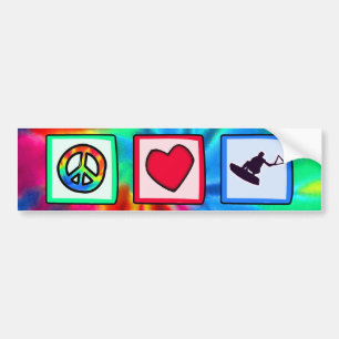 Peace, Love, Wakeboarding Bumper Sticker