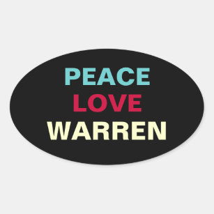 Peace Love WARREN Oval Sticker