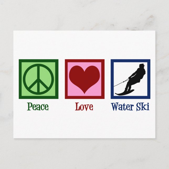 Peace Love Water Skiing Company Postcard (Front)