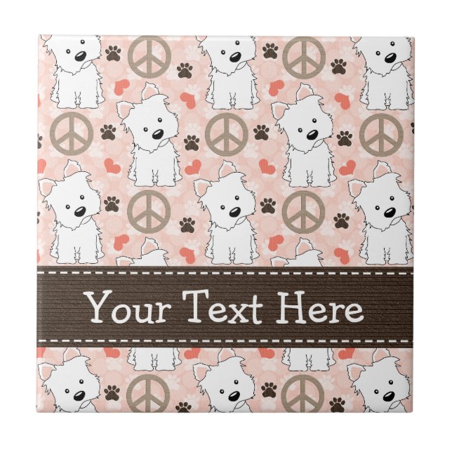 Peace Love Westies Ceramic Tile Trivet (Front)