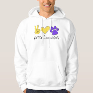 Peace Love Wildcats School Team Spirit Hoodie