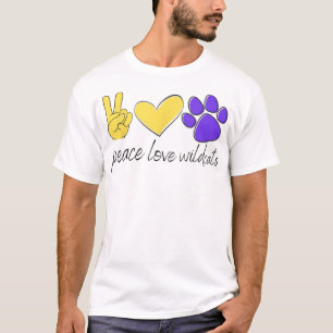Peace Love Wildcats School Team Spirit  T-Shirt