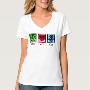 Peace Love Wine Tasting Vineyard Tour Guide T-Shirt