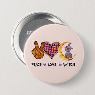 Peace Love Witch – Halloween Design 7.5 Cm Round Badge