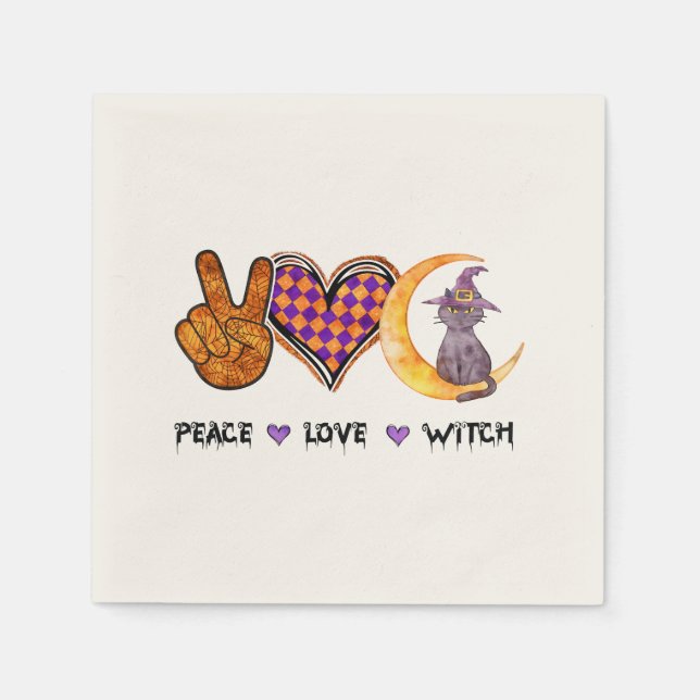 Peace Love Witch – Halloween Design Napkin (Front)