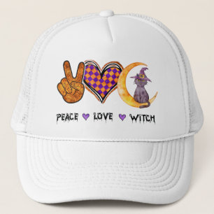 Peace Love Witch – Halloween Design Trucker Hat