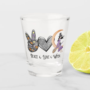 Peace, Love, Witch – Peace Sign, Heart & Witch Shot Glass