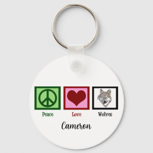 Peace Love Wolves Cute Custom Key Ring