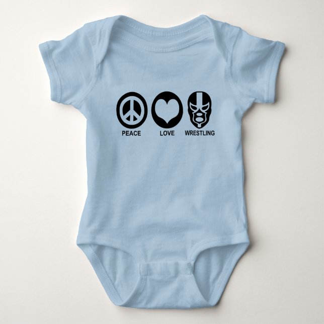 Peace love Wrestling Baby T-Shirt Bodysuit (Front)