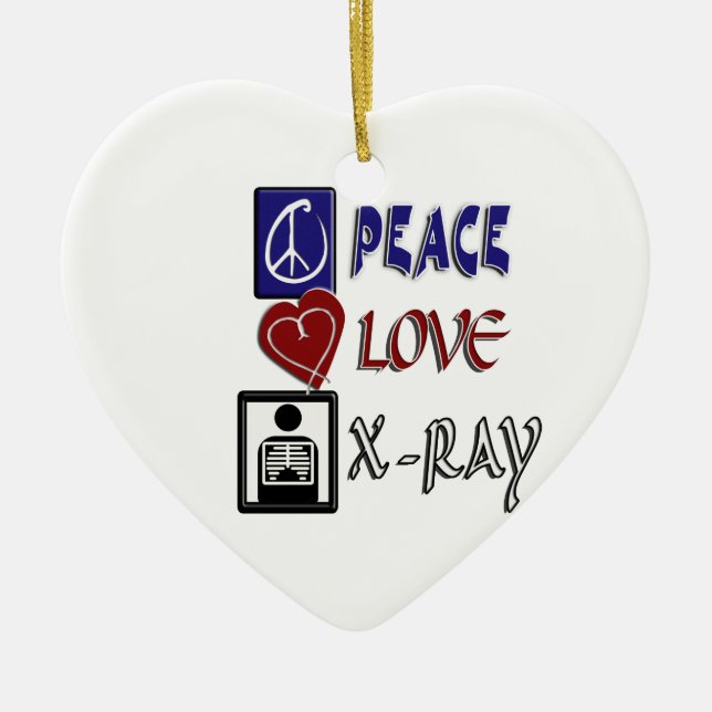 PEACE LOVE X-RAY RADIOLOGY CERAMIC TREE DECORATION (Front)