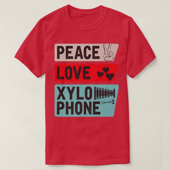Peace Love Xylophone Piano Music Players Marching  T-Shirt (Design Front)
