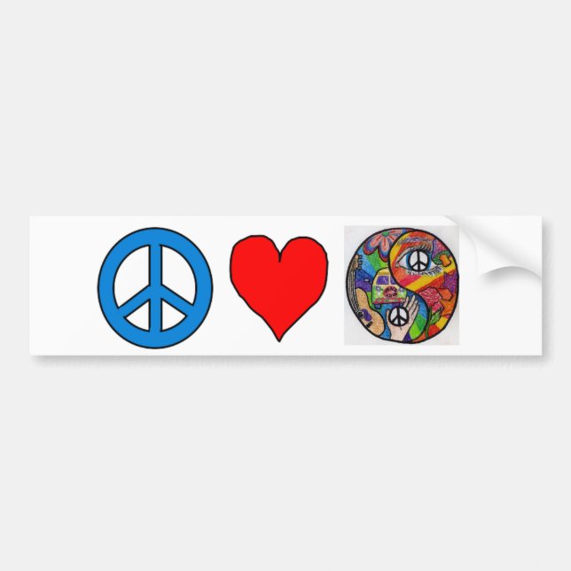 Peace, Love, Yin Yang Bumper Sticker (Front)