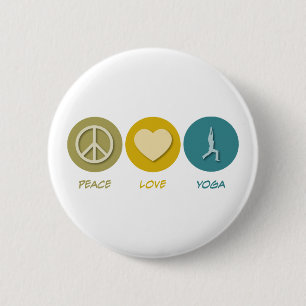 Peace Love Yoga 6 Cm Round Badge