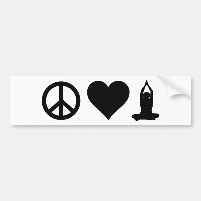 Peace Love Yoga Bumper Sticker (Front)